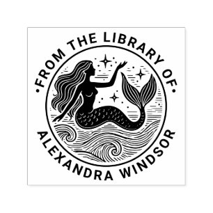 Sinnliche Meerjungfrau in der Bibliothek der Ozean Permastempel