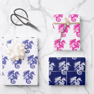 Sinnliche Meerjungfrau reitet Seepferd DIY Farben Geschenkpapier Set