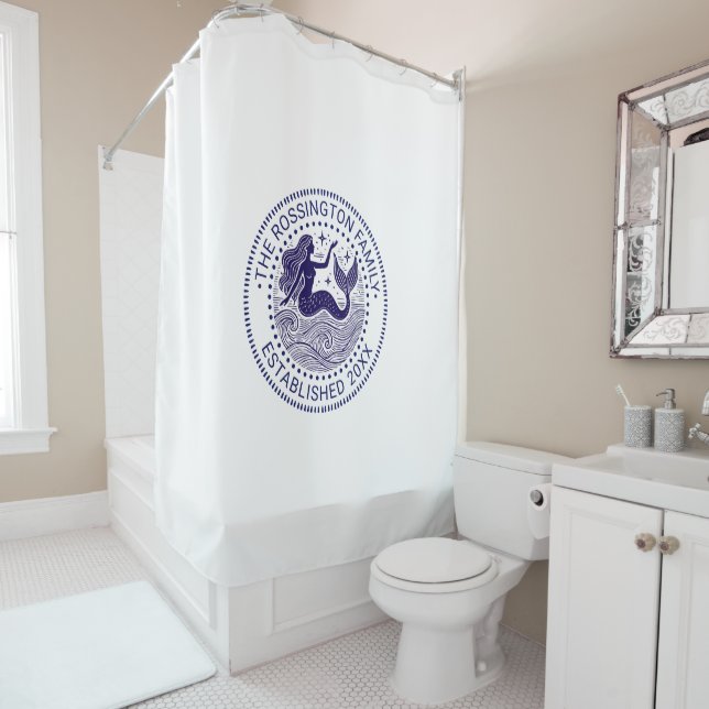 Sinnliche Mermaid in Waves Familienname Datum Estn Duschvorhang (Beispiel)