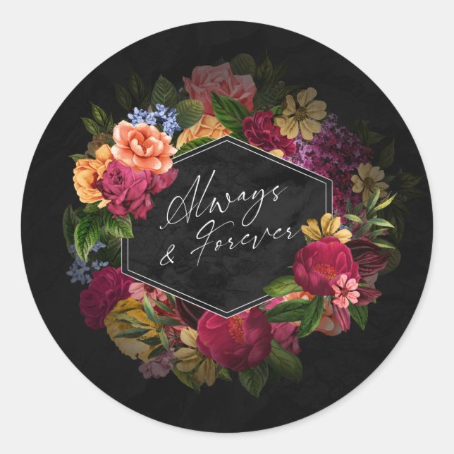 Sinnliche Nächte Blumenhochzeit immer für immer ID Runder Aufkleber (Vorderseite)
