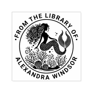 Sinnlicher Mermaid Seashells Coral Library Name Permastempel