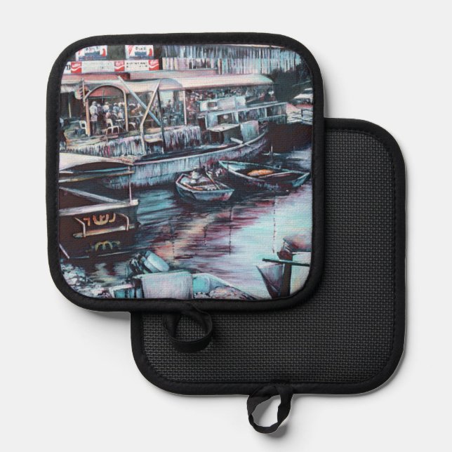 Sinnlicher Vorsatz an Dusk, Jaffé, Israel Topflappen (Vorderseite/Rückseite)