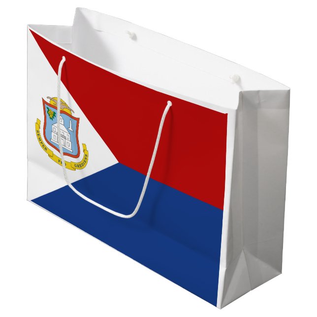 Sint Maarten Flag Große Geschenktüte (Vorderseite Schrägansicht)