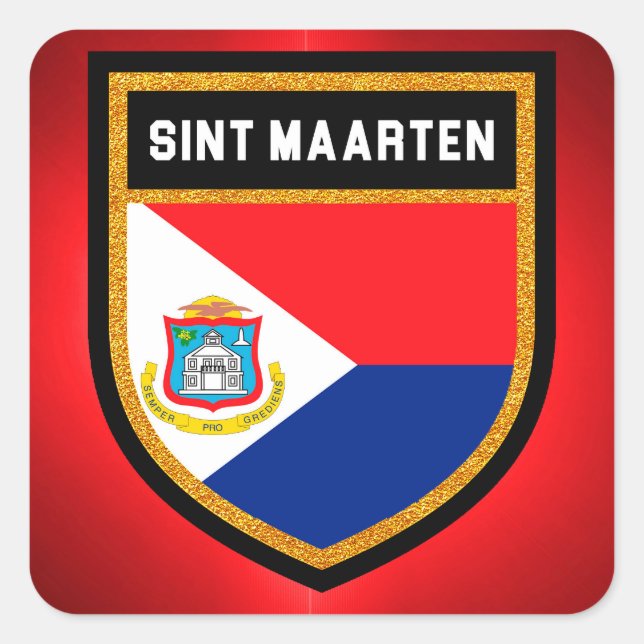 Sint Maarten Flag Quadratischer Aufkleber (Vorderseite)