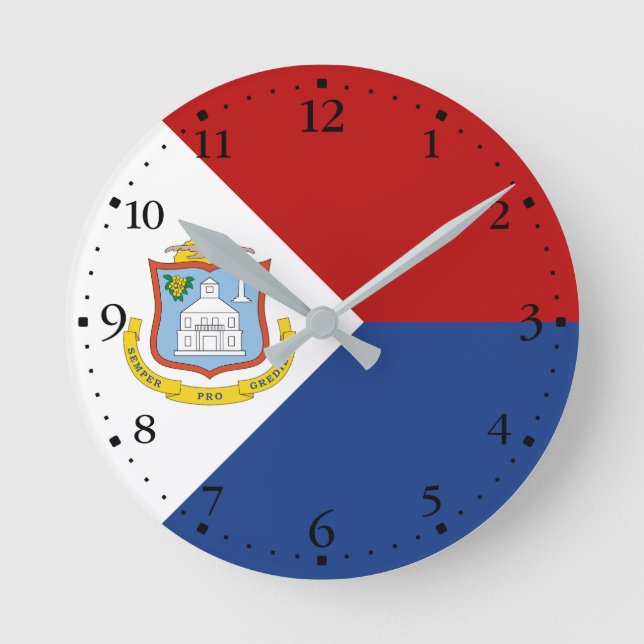 Sint Maarten Flag Runde Wanduhr (Vorderseite)