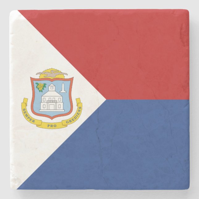 Sint Maarten Flag Steinuntersetzer (Vorderseite)
