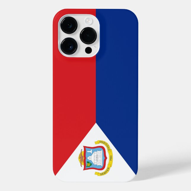 Sint Maarten Flagge iPhone 14 Pro Max Hülle (Rückseite)