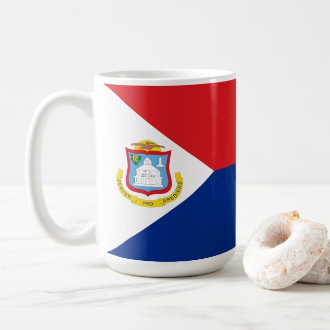 Sint Maarten Flagge Kaffeetasse (Mit Donut)