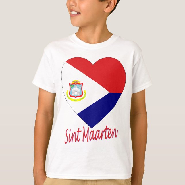 Sint Maarten Flaggen-Herz T-Shirt (Vorderseite)