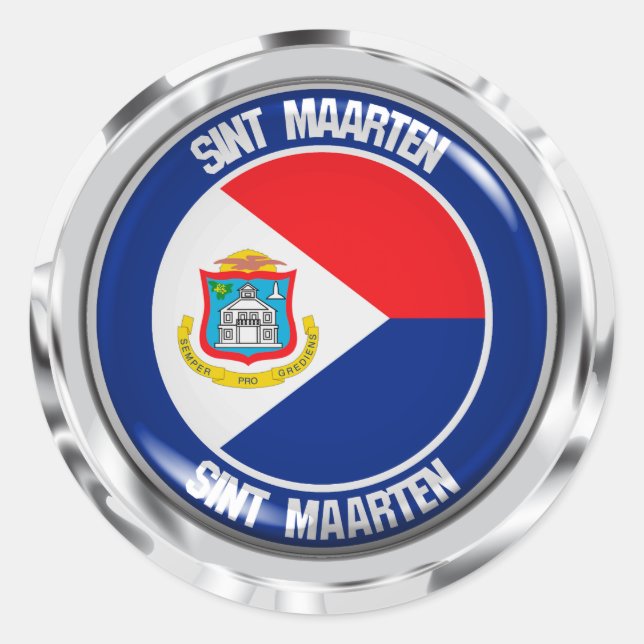 Sint Maarten RundEmblem Runder Aufkleber (Vorderseite)