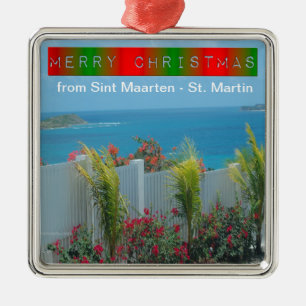 Sint Maarten - St. Martin Ocean Blue Seascape Ornament Aus Metall
