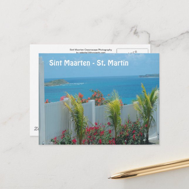 Sint Maarten - St. Martin Ocean Blue Seascape Post Postkarte (Vorderseite/Rückseite Beispiel)