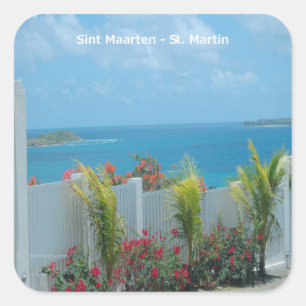 Sint Maarten - St- Martinozean-Blau-Meerblick Quadratischer Aufkleber