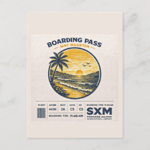 Sint Maarten SXM Vintage Reisebadge Postkarte