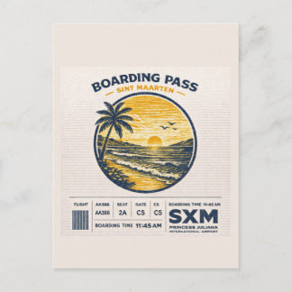 Sint Maarten SXM Vintage Reisebadge Postkarte
