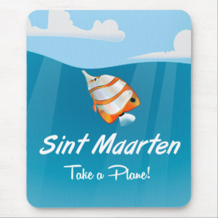 Sint Maarten Urlaubsposter Cartoon. Mousepad