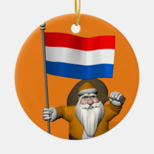 Sinterklaas mit Abzeichen der Niederlande Keramik Ornament