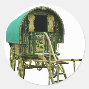 Sinti und Roma Bowtop Caravan Runder Aufkleber