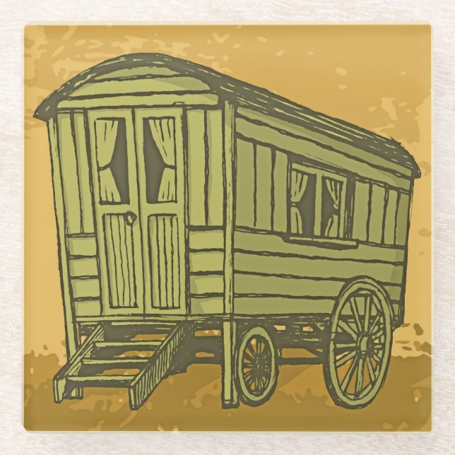 Sinti und Roma Caravan Glasuntersetzer (Vorderseite)