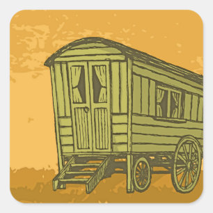 Sinti und Roma Caravan Quadratischer Aufkleber