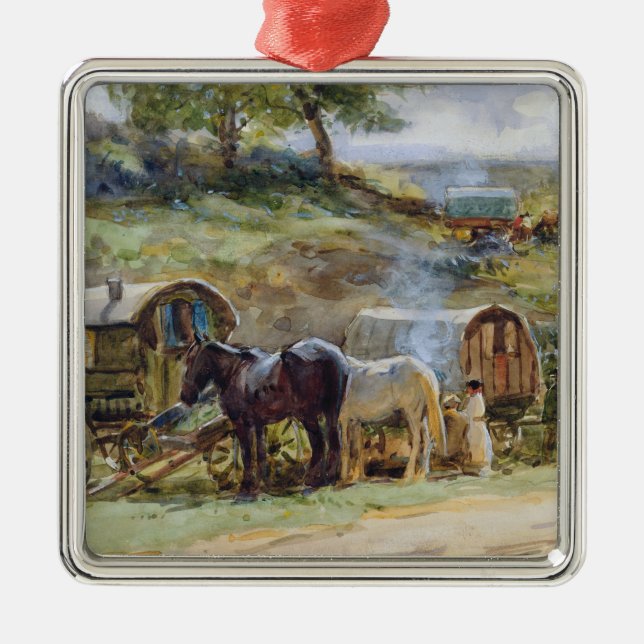 Sinti und Roma Encampment, Appleby, 1919 Silbernes Ornament (Vorne)
