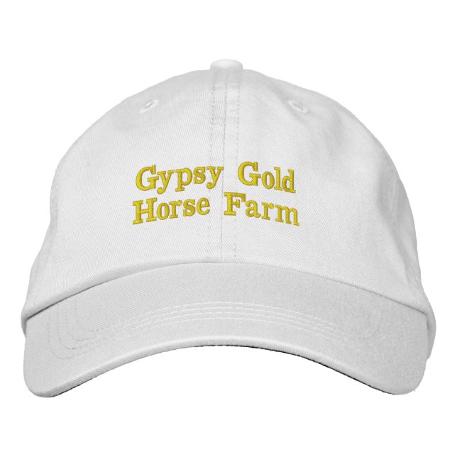 Sinti und Roma-Goldpferdebauernhof-Weiß ballcap Bestickte Baseballkappe (Vorderseite)
