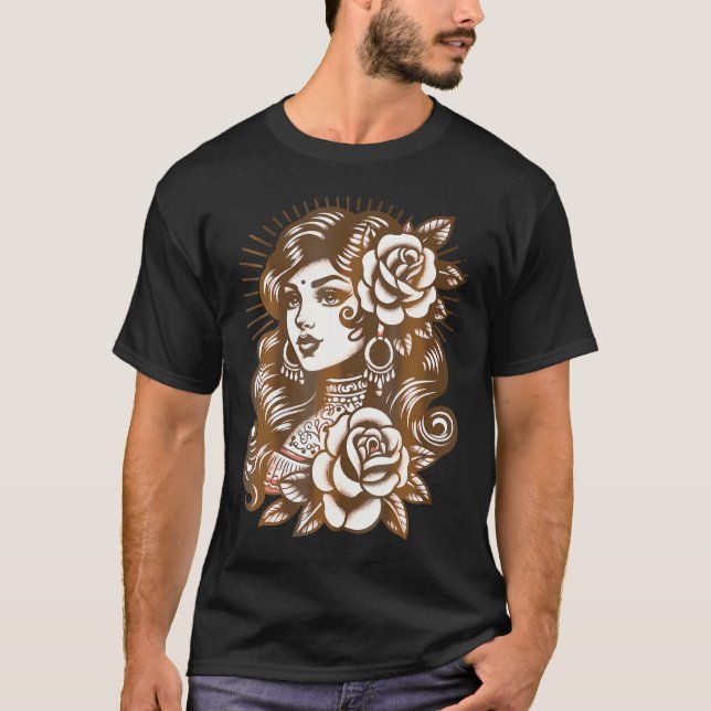 Sinti und Roma Lady Tattoo T-Shirt (Vorderseite)