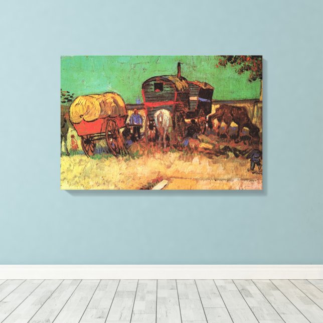 Sinti und Roma mit Caravans von Vincent van Gogh Leinwanddruck (Insitu (Holzboden))