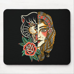 Sinti und Roma Panther American Traditional Tattoo Mousepad