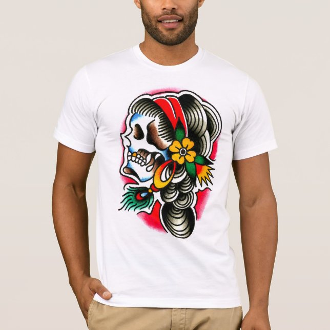 Sinti und Roma-Schädel mit Pfau-Feder T-Shirt (Vorderseite)