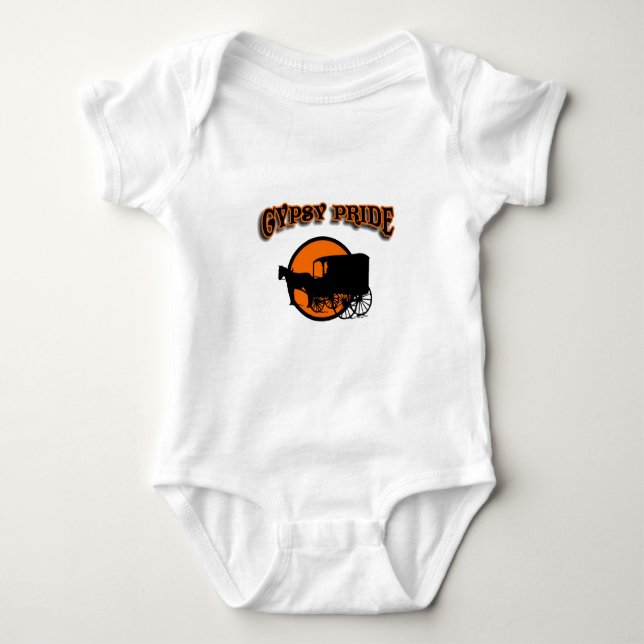Sinti und Roma-Stolz-traditioneller Wohnwagen Baby Strampler (Vorderseite)
