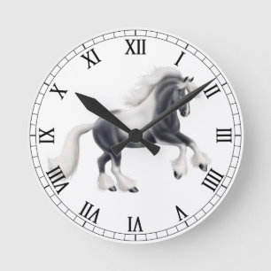Sinti und Roma Vanner Pfeiler-Pferdewand-Uhr Runde Wanduhr