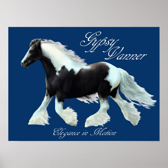 Sinti und Roma Vanner Pferd , Eleganz in Bewegung Poster (Vorne)