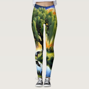 Sinti und Roma Vanner Pferd steht unter Weiden Leggings