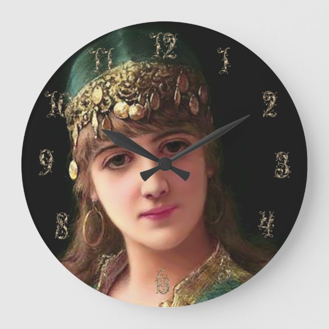 Sinti und Roma viktorianisch elegante Boho Bellyda Große Wanduhr (Vorderseite)