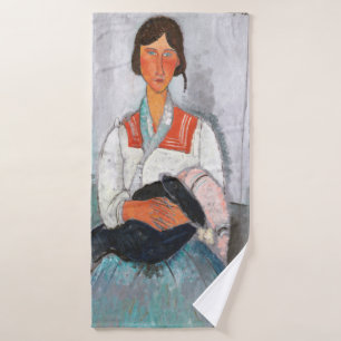 Sinti und Roma Woman mit Baby, Modigliani Badehandtuch