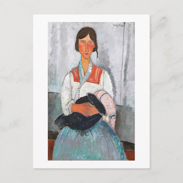 Sinti und Roma Woman mit Baby, Modigliani Postkarte (Vorderseite)