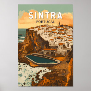 Sintra Portugal Illustration Travel Art Vintag Poster