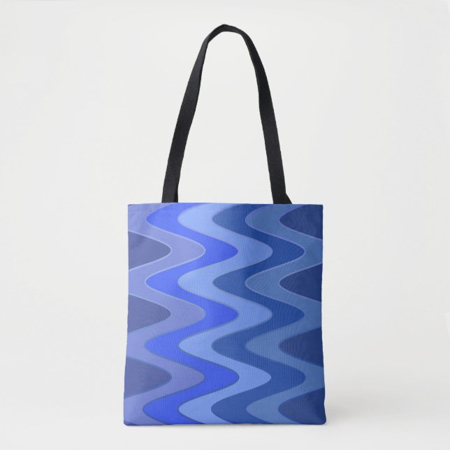 Sinus Waves Muster - Blau Mix + Ihre Ideen Tasche (Vorderseite)