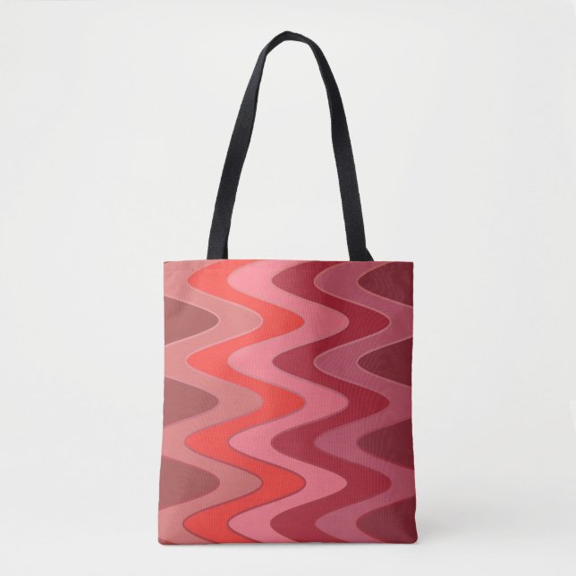 Sinus Waves Muster - roter Mix + Ihre Ideen Tasche (Vorderseite)