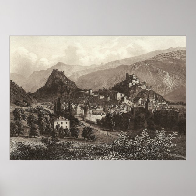 Sion in Switzerland from Antique Print Poster (Vorne)