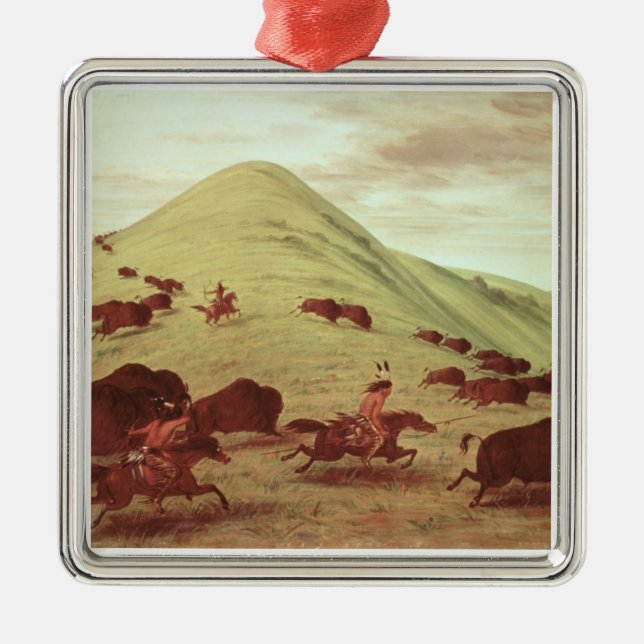 Sioux-amerikanischer Ureinwohner, der Büffel, 1835 Silbernes Ornament (Vorne)