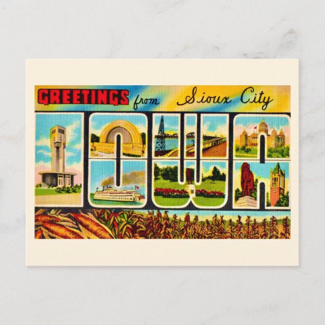 Sioux City IO Grüße Postkarte (Vorderseite)