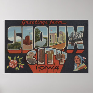 Sioux City, Iowa - Große Briefmarkenszenen Poster