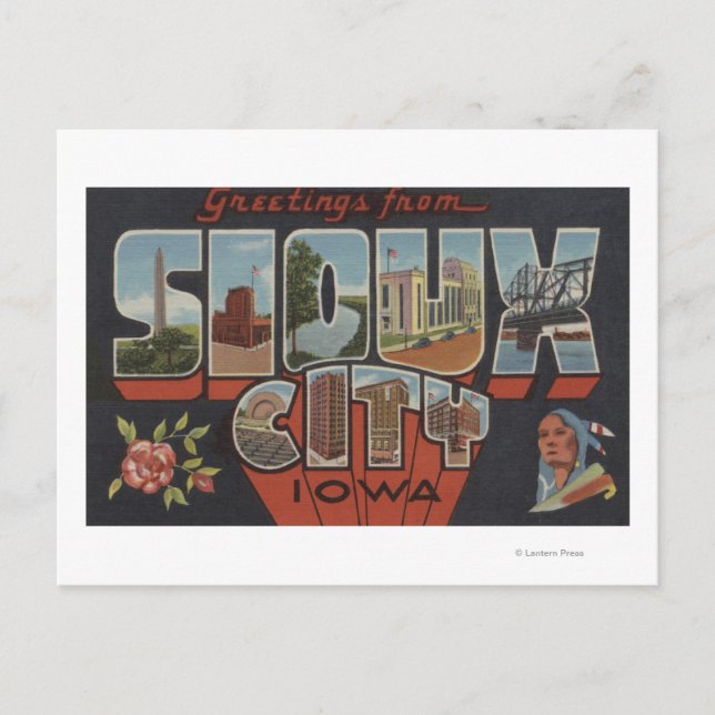 Sioux City, Iowa - Große Briefmarkenszenen Postkarte (Vorderseite)