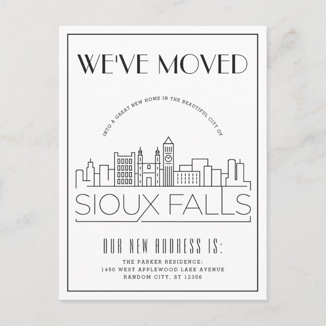 Sioux Falls Modern Deko | Änderung der Anschrift Ankündigungspostkarte (Vorderseite)