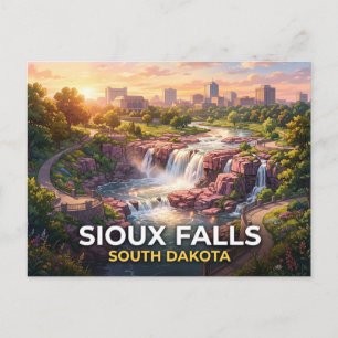 Sioux Falls South Dakota Anime Reise Postkarte