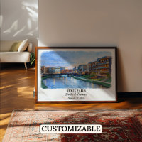 Sioux Falls South Dakota Poster, Aquarell