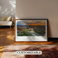 Sioux Falls South Dakota Poster, Aquarell