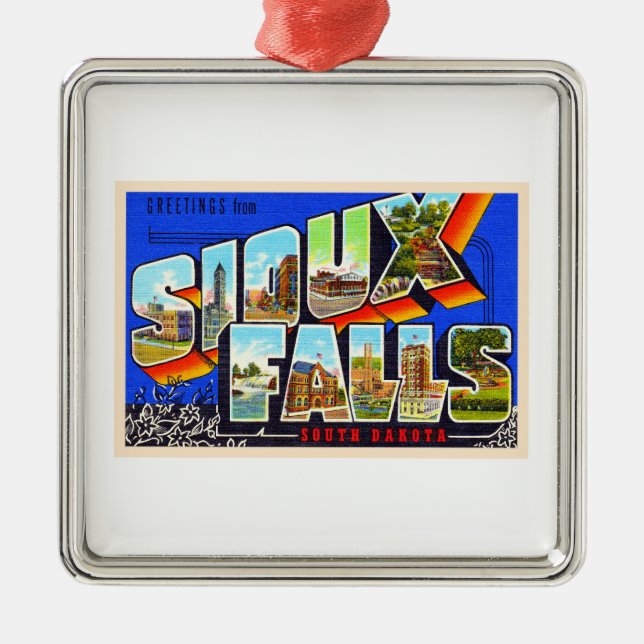 Sioux Falls South Dakota SD Large Letter Postcard Ornament Aus Metall (Vorne)